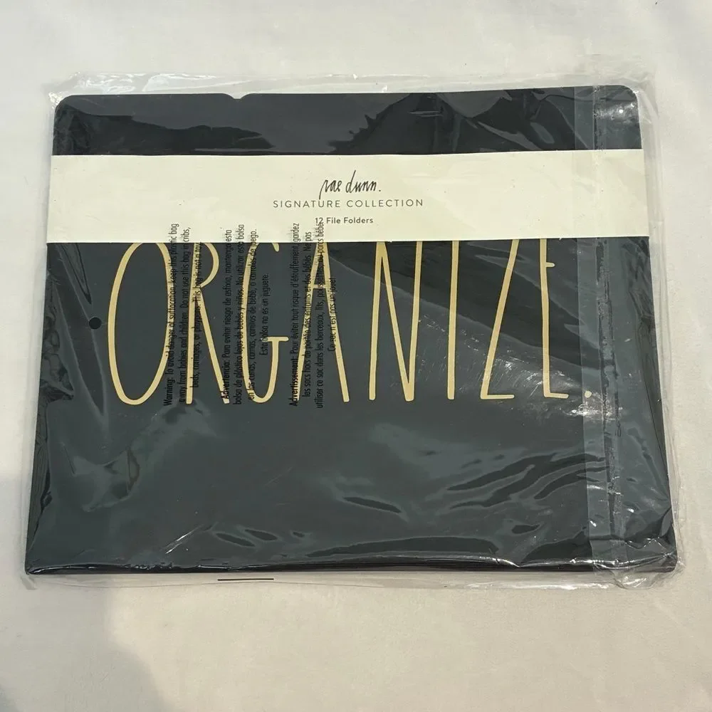 Rae Dunn Black File Folders Pack of 12